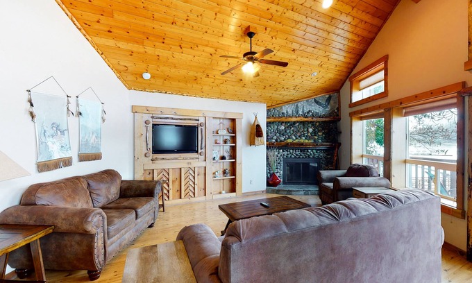 Bass Lake Casa | Lakefront home with private dock, 3 decks overlooking the lake & pool table