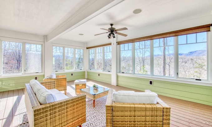 Mill Spring Casa | Lakeview retreat with Free Wifi, hot tub, fireplaces, patio, balcony, & grill