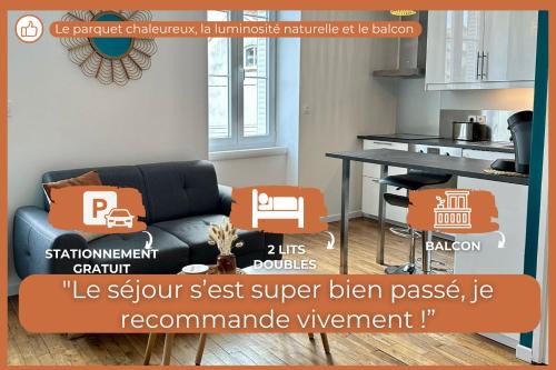 Bourg-en-Bresse Apartamento | Le Tournassin-Balcon-Stationnement gratuit