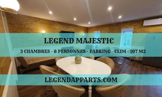 Macon Apartamento | Legend Majestic - 3 chambres - Parking privé GRATUIT - Centre Ville - Quai de Saône - Gare - fibre