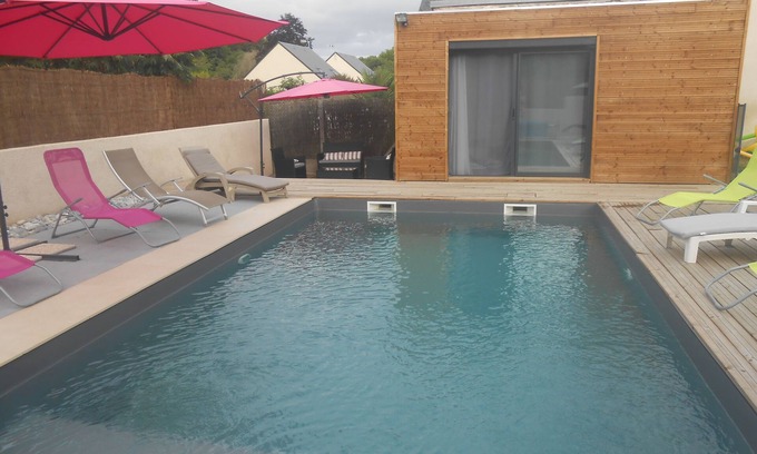 Azay-le-Rideau Casa | "Les Terrasses d´Azay", 3 * gite, con piscina para 12