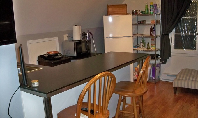 Des Plaines Casa | Loft Apt is above a detached Garage. Full bathroom, kitchenette, fridge, A/C