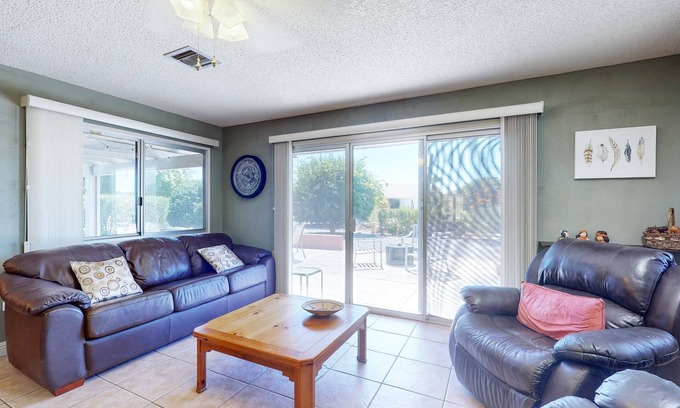 Sun City Casa | Lovely 55+ home with open floor plan and outdoor patio space