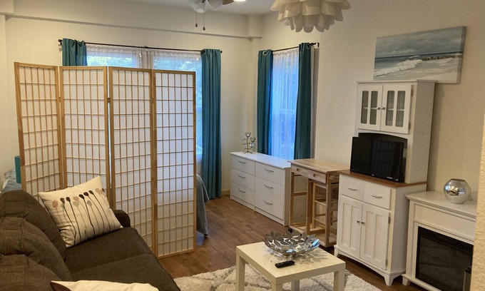 Colington Apartamento | Lovely studio apartment with an indoor electric fire place