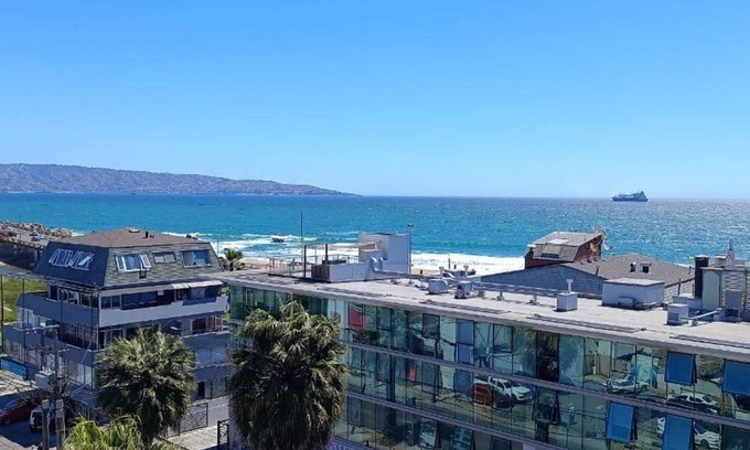 Renaca Apartamento | Precioso estudio WiFi Pasos de Reñaca beach. ¡Vista al mar desde la azotea!