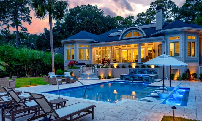 Sea Pines Casa | Lowcountry Luxury Retreat w/Private Pool, Game Room & Walk to Beach!