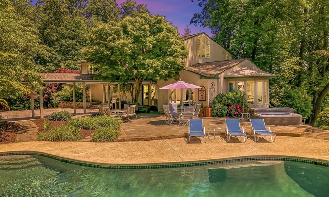 Valley Forge Villa | Lux Escape w/ Pool, Hot Tub & Sprawling Great Room - Built for XL Groups!