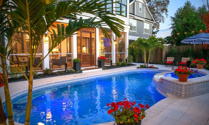 Rehoboth by the Sea Villa | Lux Estate: 9BR, 8.5BA + Cottage, Walk to Beach