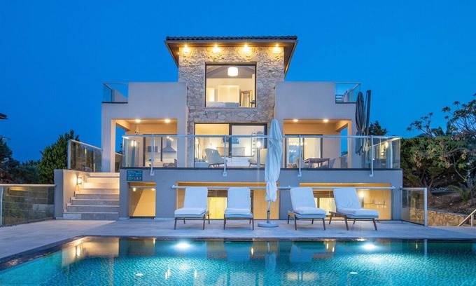Tersanas Villa | Lux Villa-Prvt Pool-Awesome View-700m from Beach