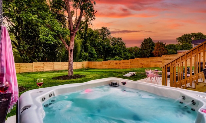 Mount Airy Casa | Luxe Cottage; Stroll to Main St, Hot Tub, Games, FirePit, CornHole, Fenced Yard