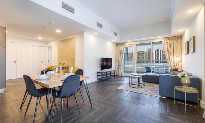Business Bay Apartamento | Lujoso y elegante 1br con increíbles vistas a la ciudad