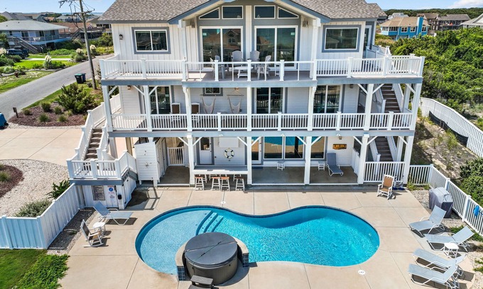Carolina Dunes Casa | Luxurious home steps from beach with pool, hot tub, game room & fireplace