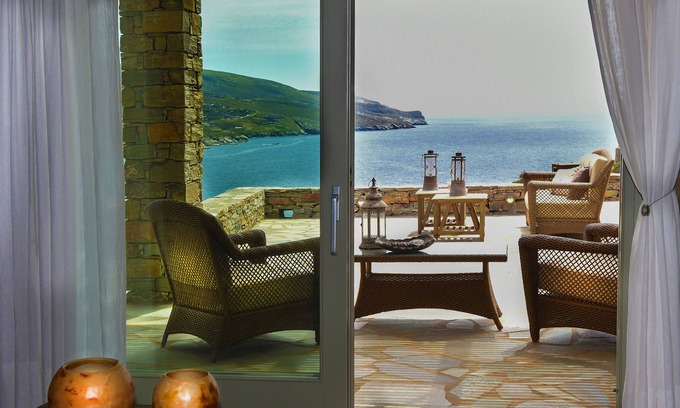 Koundouros Villa | Lujosa villa de piedra con vistas al mar y piscina en Kea (Tzia) -Regist Nu: 00000120305