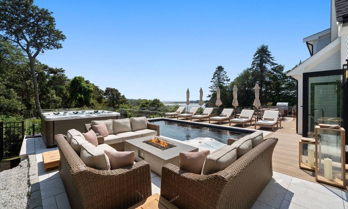 West Chatham Casa | Luxury Coastal Retreat Overlooking Buck's Creek and Nantucket Sound — Pool, Hot Tub, Outdoor Kitchen