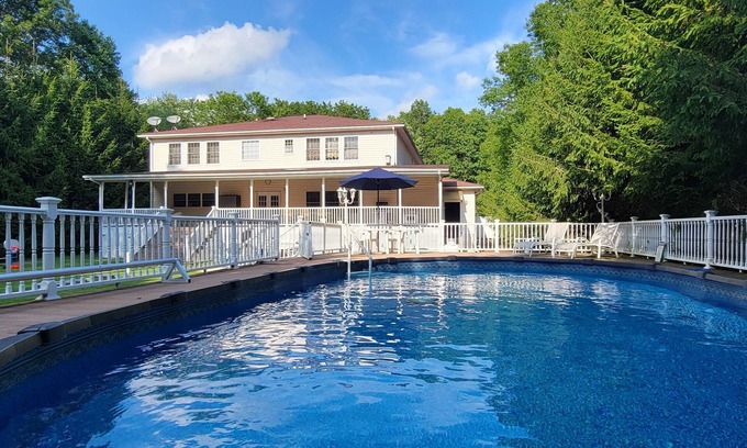 Albrightsville Casa | Luxury Home with Sauna, Hot Tubs, Game Room, Short Walk to Lake, King Beds