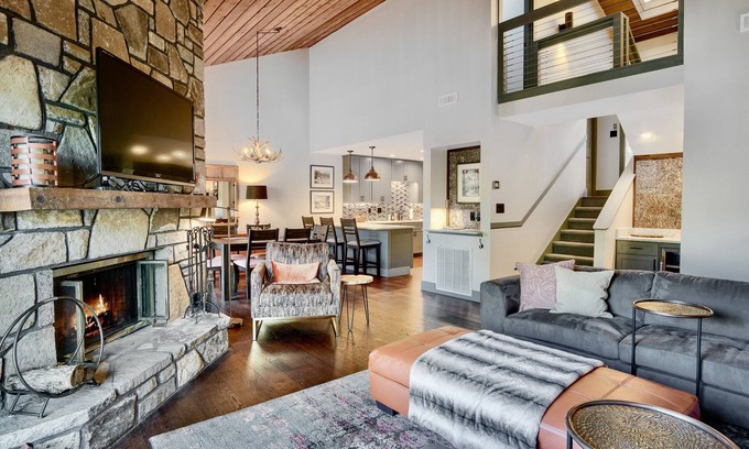 Sapphire Casa | Luxury Lakefront Gem with vibrant fall foliage and panoramic lake views