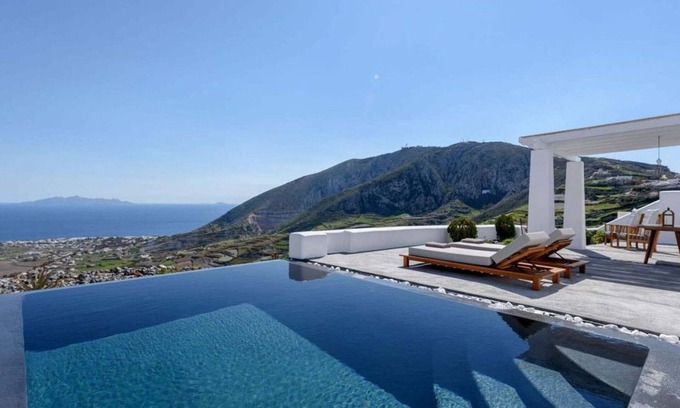 Pyrgos Villa | Luxury Santorini Villa | Villa Dean | 1 Bedroom | Children Older than 12Y are Allowed | Breathtaking Sea Views | Outdoor Dining Area | Furnished Sun Terrace | Private Outdoor Infinity Pool | Pyrgos
