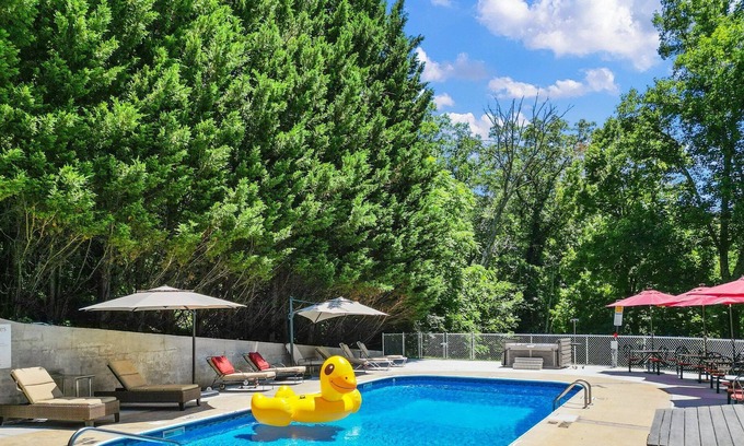 Asheville Apartamento | SUITE INDUSTRIAL STEAMPUNK DE LUJO ~ PISCINA ~ TUBO CALIENTE ~ 2M AVL ~ VIDA SILVESTRE