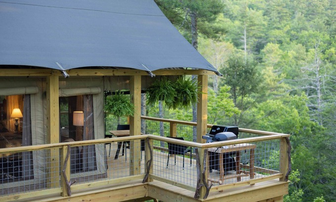 Zirconia Cabina | Luxury Tree Tent in Tuxedo Falls Resort with Private Waterfalls & Hiking