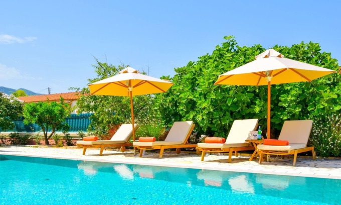 Almiros Beach Villa | Luxury Villa Rose Almyros: Private Pool, 200m From The Beach, Free WiFi