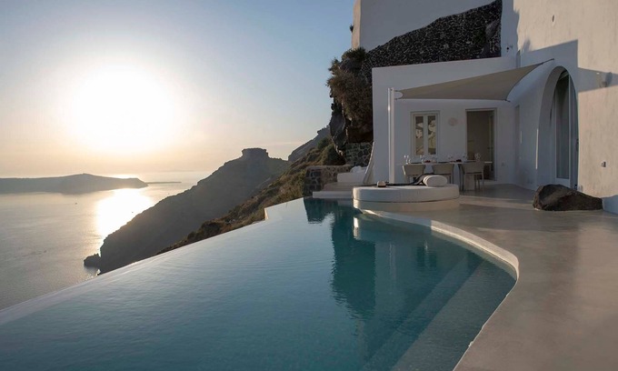 Firostefani Villa | Magnificent Santorini Villa | Villa Bellissima | Traditional Cycladic Cave House Villa | Private Infinity Pool & Panoramic Sea Views | 3 Bedrooms | Firostefani