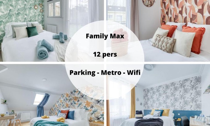 La Courneuve Casa | Maison 4 chambres - 12 personnes - Parking Privé - Metro 7 - Rer B -