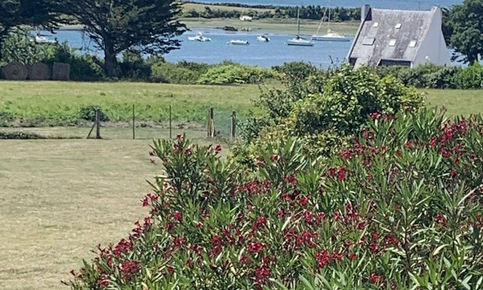 Sene Casa | Casa con vistas al mar del Golfo Morbihan, jardín con una pequeña piscina sobre el suelo, altura 90 cm