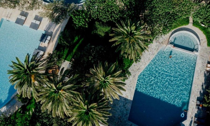 Agia Galini Villa | Masterful Agios Vasilios Suite | Gio Suite | 1 Bedroom | Min. Children Age: 13 Years | Private Furnished Balcony or Terrace with Garden and Mountain View | Spacious Shared Furnished Sun Terrace | Shared Outdoor Pool | Shared Hot Tub | Agia Galini Asi