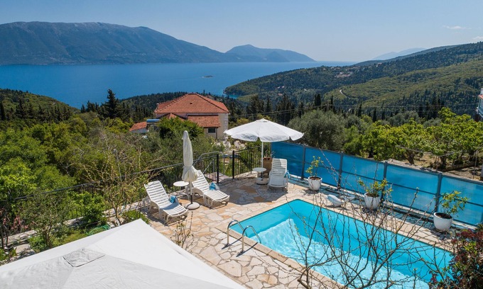 Tselendata Villa | Matsoukata-Fiskardo, espectacular vista de Ítaca