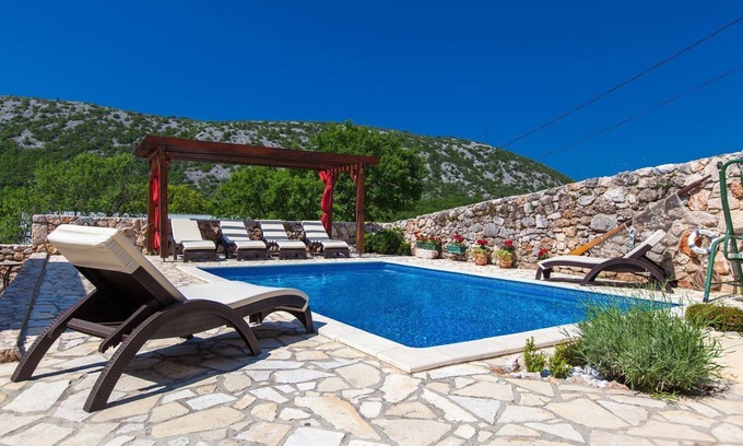 Vinodolska opcina Casa | Villa mediterránea de piedra con sauna, piscina privada, 8 aparatos de aire acondicionado, barbacoa - admite perros