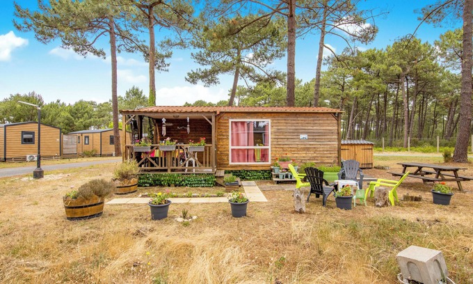 Vendays-Montalivet Casa | Casa móvil Montalys – 5 personas – Terraza y jardín privados – Camping 5★ a 200 m de la playa