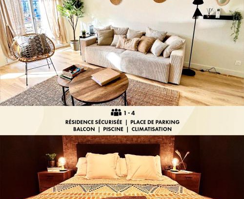 L'Isle-d'Abeau Apartamento | Modern 1 Bdr + Balcony + Free Parking + AC + Pool