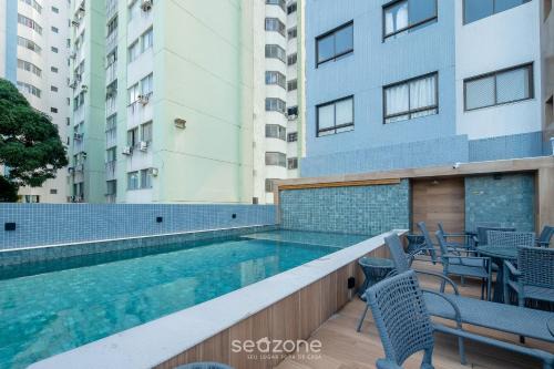 Federacao Apartamento | Estudio Moderno en condominio con piscina HFO0208