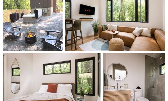 Asheville Cabina | Modern Tiny Home 4 mile drive to DT w/ Hot Tub