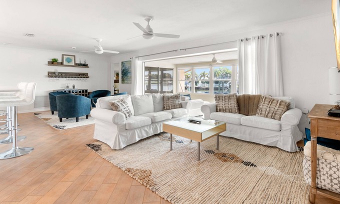 Shore Acres Casa | Modern waterfront home w. heated private pool, 30-night min. stay