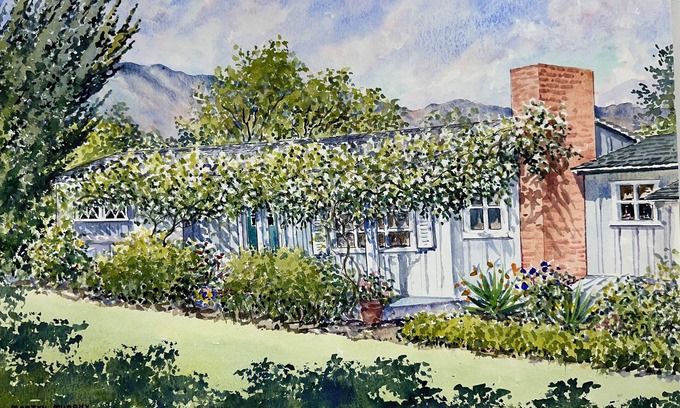 Golden Quadrangle Casa | Montecito bungalow near beach, hiking, coffee, dining. Stunning mountain view.