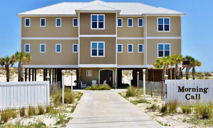 Gulf Shores Casa | Piscina climatizada, ascensor, mesa de futbolín, sala de estar enorme frente a la playa 'Morning Call'