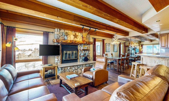 Crested Butte Condominio | Mountain view condo with fireplace & W/D and access to shared hot tub