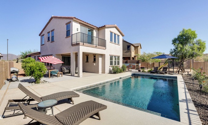 Estrella Mountain Ranch Casa | Mountain View Desert Retreat with 5 Bedrooms! Heated Saltwater Pool - Estrella