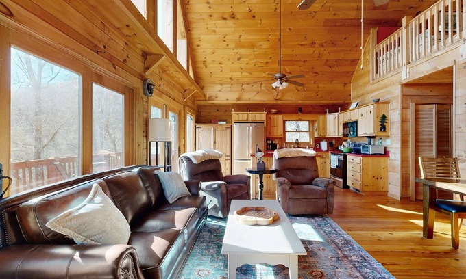 Zirconia Casa | Mtn-view home close to parks with private sauna, decks, wood stove, grill, W/D