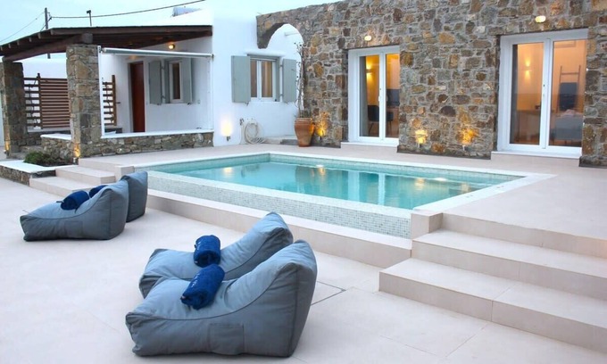Kalafatis Apartamento | Mykonian Luxury Light Blue Villa with Private Pool