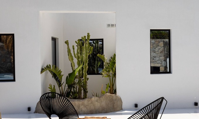 Mykonos Villa | Mykonos Town Black Villa with Cave Heated Pool