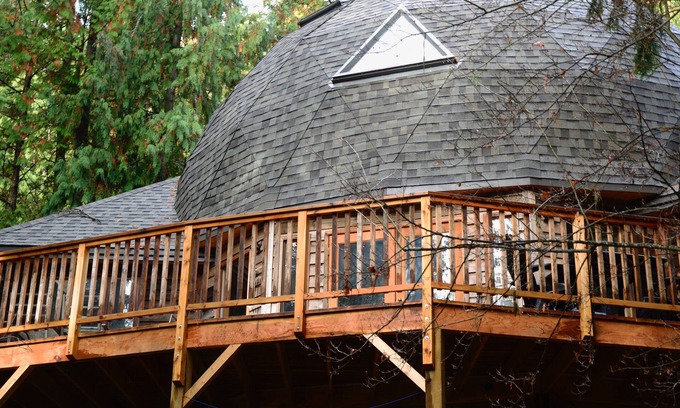 Nelson Cabina | Mystical Geodesic Dome Fairyland in Cool, Shady Forest with Creek & Waterfall