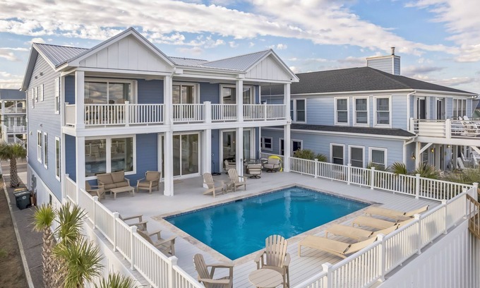 Kure Beach Casa | Brand NEW luxury oceanfront, panoramic ocean views,8 bedrooms, private pool