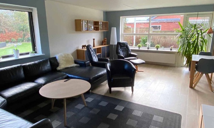 Hvalpsund Villa | Near beach and golf, with multi-purpose room.