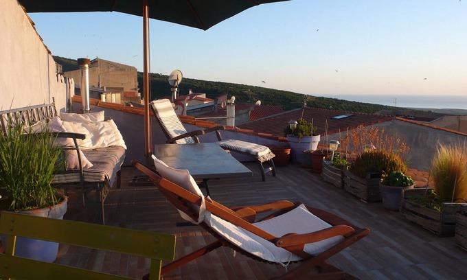 Cuglieri Casa | cerca de Bosa, terraza con sublimes puestas de sol sobre el mar