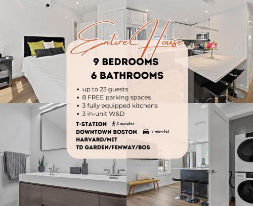 Ward Two Casa | NEW 9BR6Bth Parking MIT Harvard Boston Walk to T