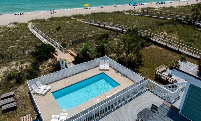 Kure Beach Casa | New for 2026! 6BR Luxury Home w/Heated Saltwater Pool + Beach