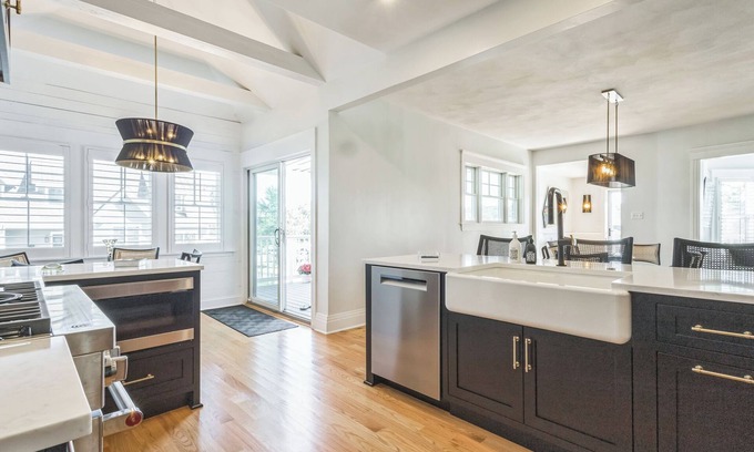 Fontana-on-Geneva Lake Casa | Newly remodeled art deco inspired home 400 feet from Abbey with Lake views!!