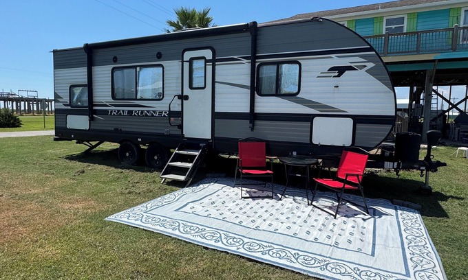 Holly Beach Casa | Nice RV with AC in charming Holly Beach steps from the beach